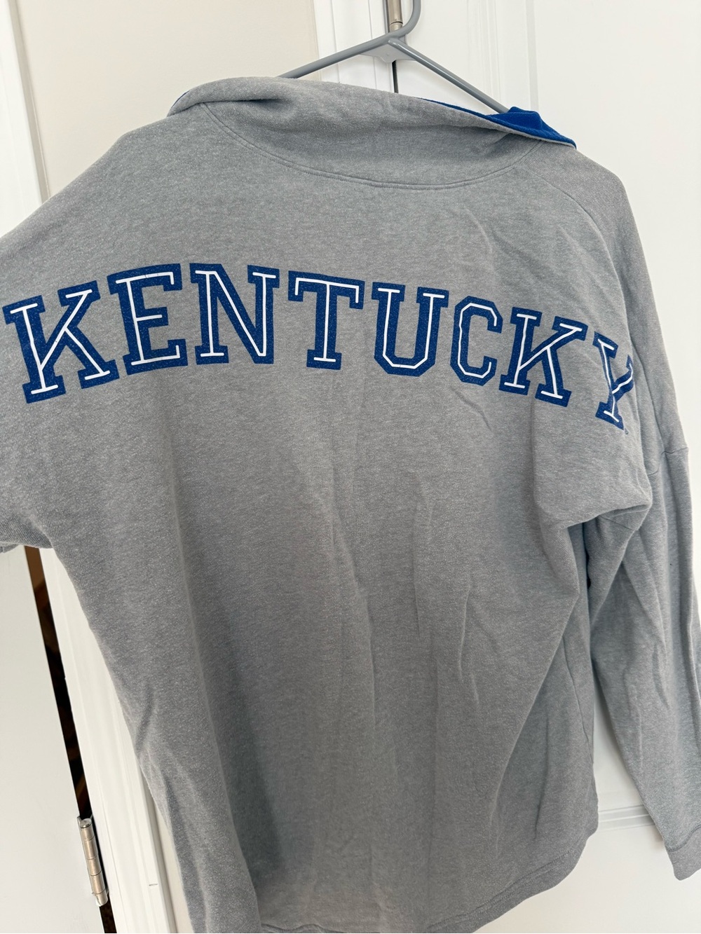 PINK Victoria's Secret Gray Pullover with Blue Collar and UK Crest - Picture 3 of 3